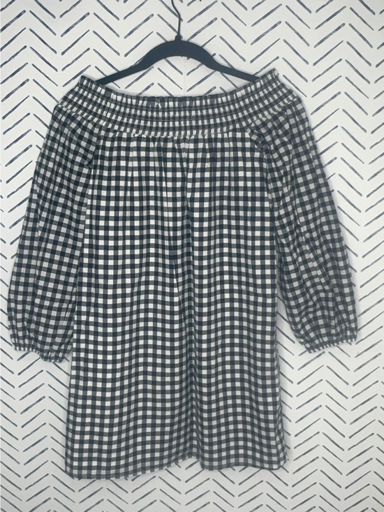 Abercrombie & Fitch Dresses & Skirts - Abercrombie & Fitch navy white gingham off-the-shoulder mini dress size small